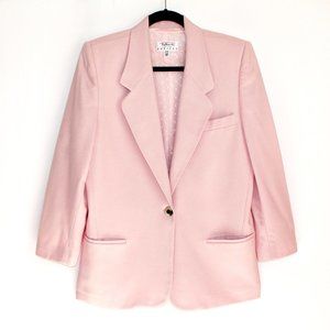 Talbots Vintage 80s Worsted Wool Blazer in Blush Pink